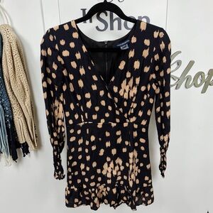 French Connection Black and Tan Midi Dress
